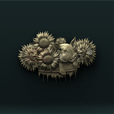 PIGLET IN FLOWERS 3D STL 3DWave